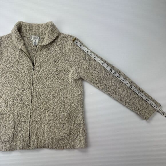 Vintage Jennifer Moore Boucle Wool Blend Zip Up Sweater Jacket Small Beige - Picture 10 of 10